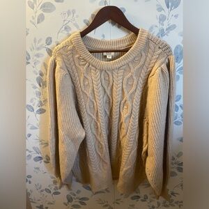 a.n.a. Women’s Crew Neck Knit Sweater Ballon Sleeves Cream 2X New w tag.
